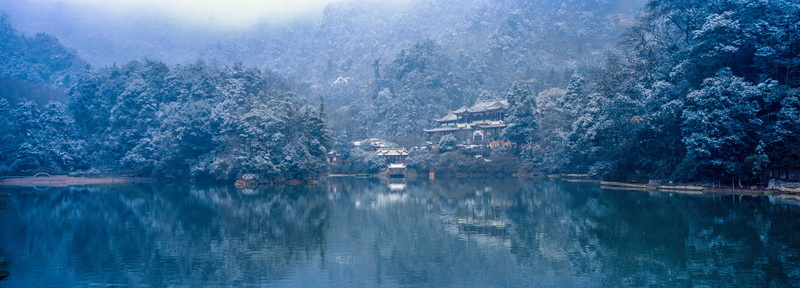 outdoors, coniferous tree, trees, cold temperature, qingcheng, scenics - nature, tree, body, plant, mt, 5K, province, forest, landscape, reflection, water