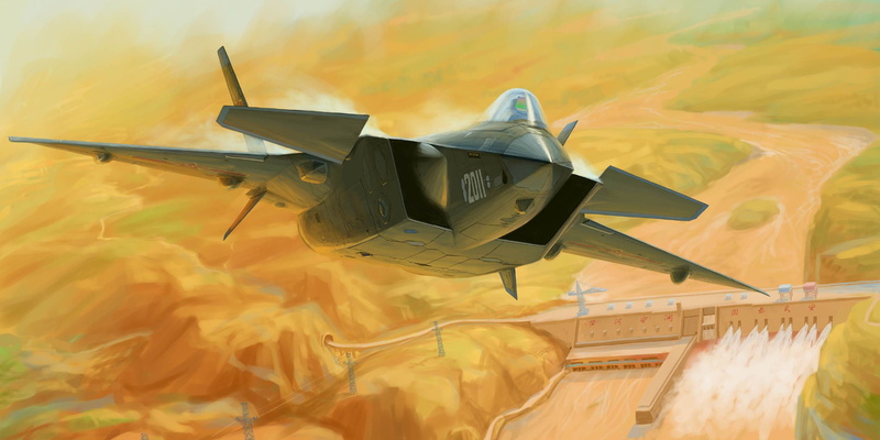 J-20, dam, flight, Chengdu, China, art, 1080P, the plane, AIR FORCE CHINA