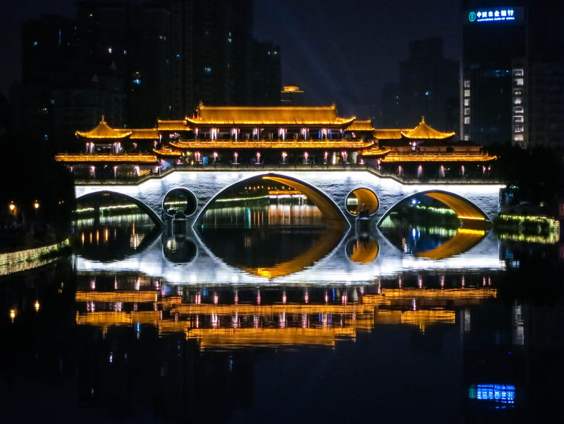 building, concrete, near, travel destinations, arch bridge, city, water, china, transportation, river, reflection, illuminated, connection, mode of transportation