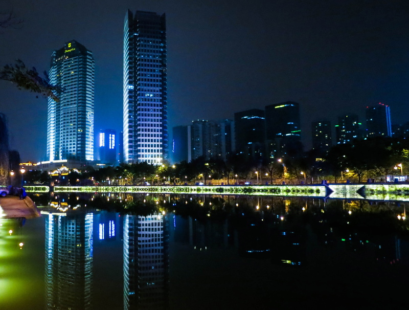 river, urban Skyline, built Structure, reflection, night, cityscape, 2K, office, tower, dusk, building, photos, Towers, architecture, Sichuan, skyscraper