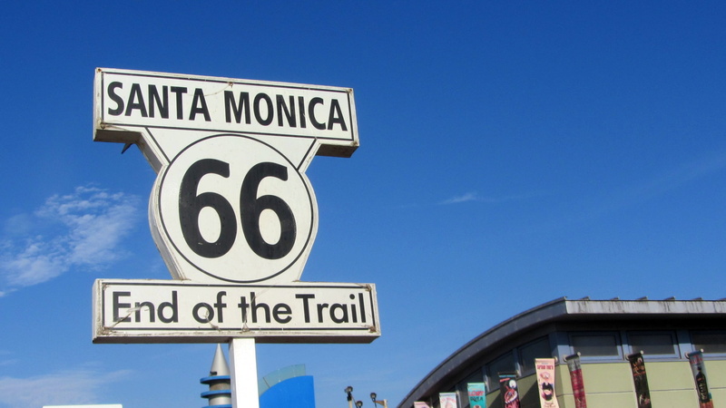 lane, santa, signal, 1080P, signboard, information, sign, transport, route 66, road, low angle view, communication, day, text, blue, number, western script