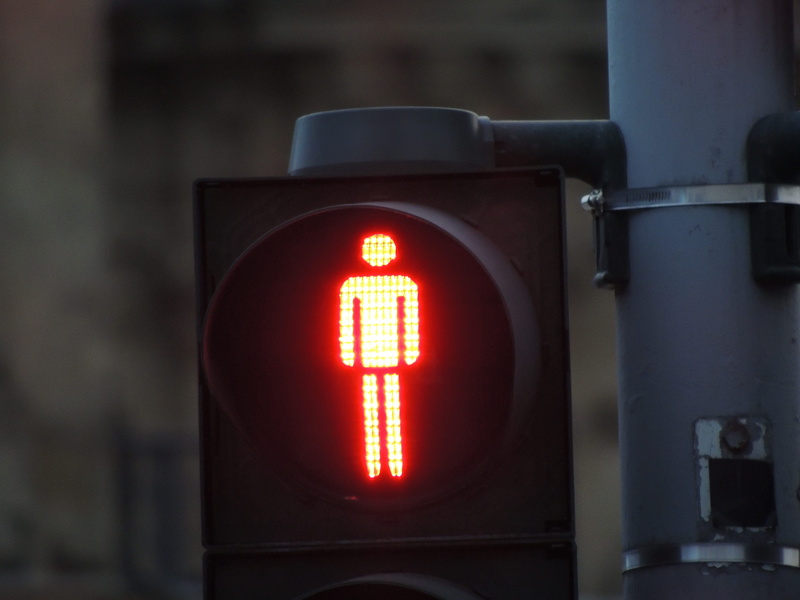 close-up, illuminated, traffic lights, red, safety, guidance, traffic signal, stop, little green man, red light, light, stoplight, no people, males, light signal