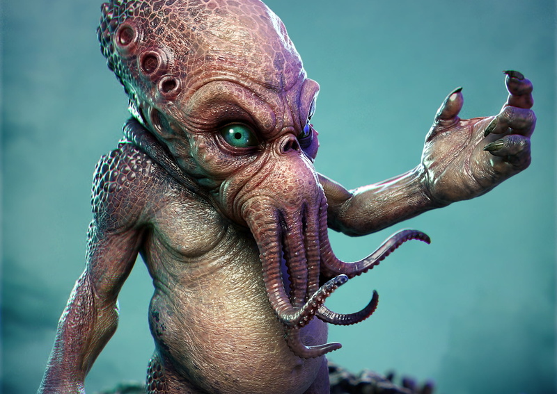 real people, monster, human hand, vertebrate, animal themes, animals in the wild, water, large, Cthulhu, focus on foreground, one animal, outdoors, Tentacles
