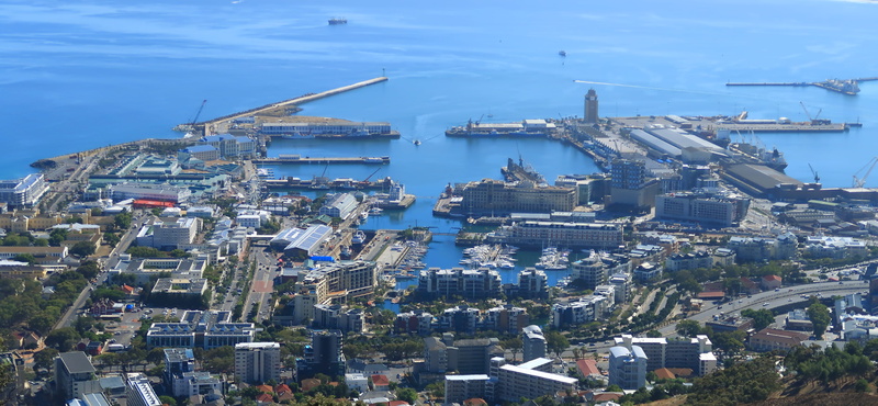 cape town, transportation, sea, nautical vessel, outdoors, cityscape, south africa, high angle view, city, nature, no people, mode of transportation, signal hill