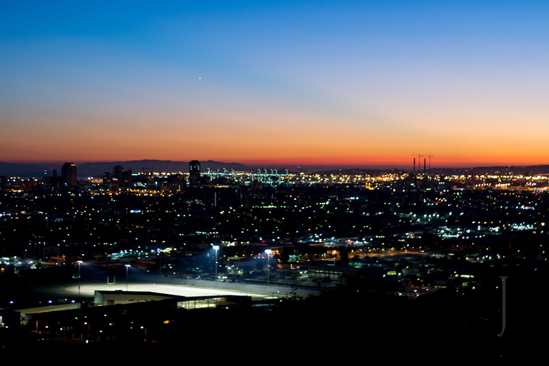 building, sunset, signal hill, illuminated, architecture, water, 4K, city life, united states, no people, dark, sky, built structure, cityscape, outdoors