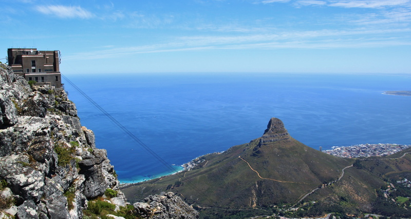coast, mountains, table mountain, gondola, horizon over water, nature paradise, cliff, distant view, top, brown, outlook, cape town, holiday, tranquil scene