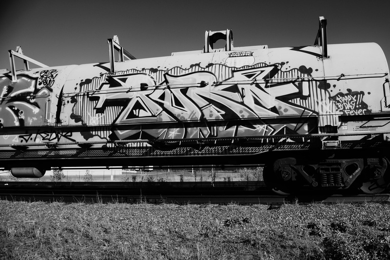 5K, graffiti, union pacific, aurora, transportation, nautical vessel, denver, street art, travel, art, public transportation, day, sunlight, black and white