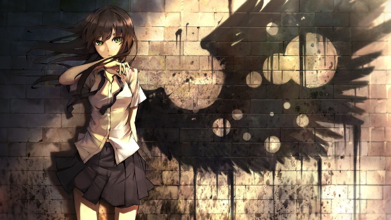 green eyes, graffiti, manga, angel, 1080P