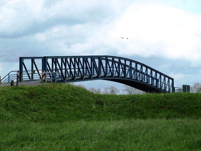 no people, nature, land, construction, day, green color, cloud - sky, architecture, 2K, grass, built structure, narrowest bridge in germany, field, steel bridge