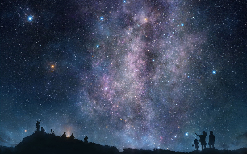 sky, night sky, night, silhouette, the night sky lite, 1080P, digital art, 1920x1200, star, night sky desktop