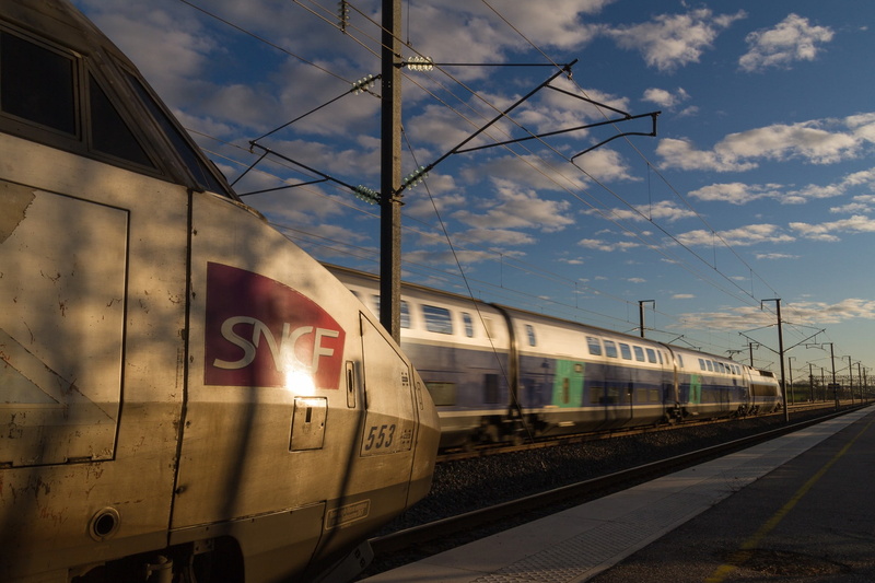 sunset, TGV, Train Station, 1080P, SNCF, Train, France