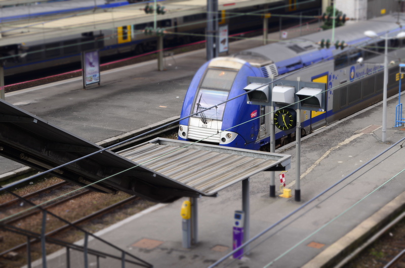 travel, public transportation, train, train - vehicle, blue, ter, station, road, mode of transportation, architecture, land vehicle, railroad station, rail transportation