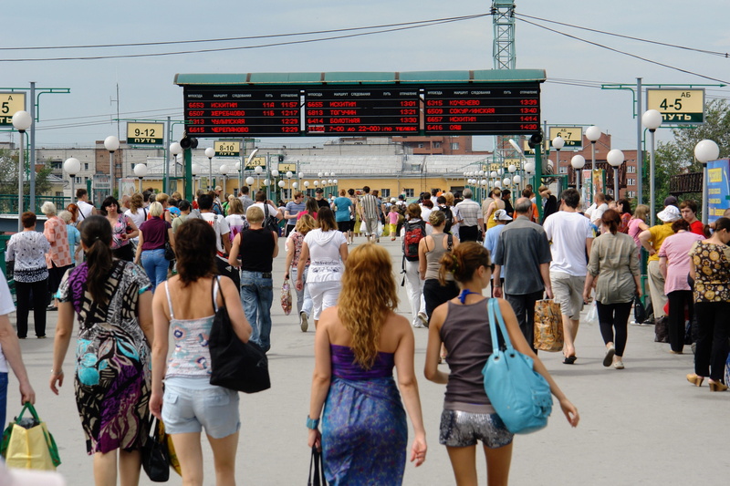 Group Of People, building exterior, outdoors, lifestyles, trans-siberian railway, large group of people, novosibirsk, city, adult, stop, Railway Station