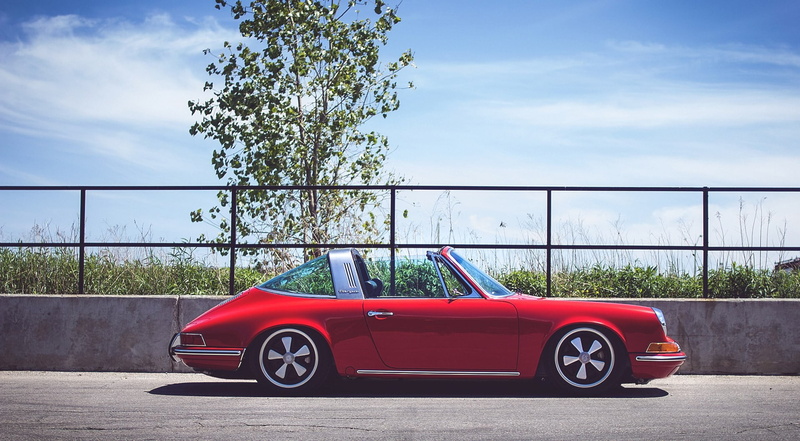 retro styled, tree, vehicle, outdoors, transportation, sports car, garage, car, sky, black, motor vehicle, ford, fence, 1080P, targa, mode of transportation
