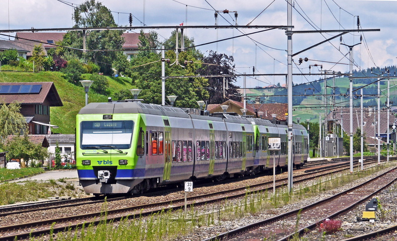 sky, rail transportation, plant, catenary, no people, canton of berne, emmen matt, railcar, architecture, power supply, railway station, transportation
