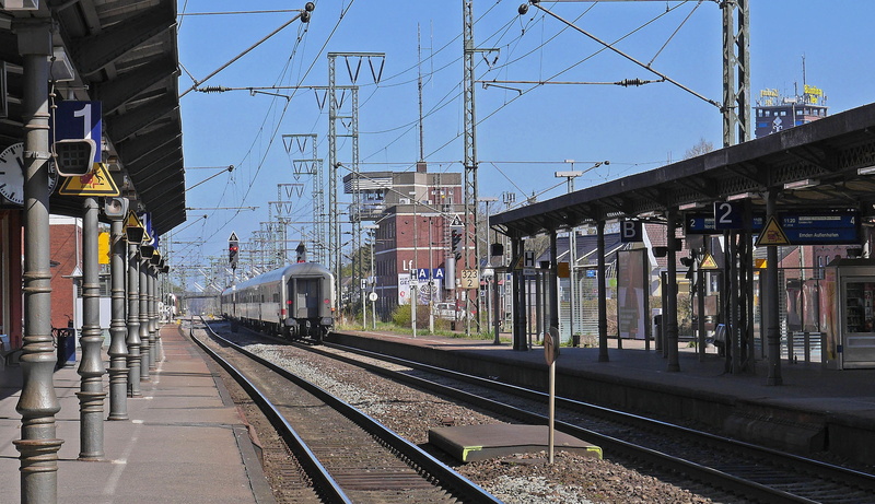 railroad station, next ride, the train station is empty, train, mode of transportation, rail transportation, day, power line, building exterior, emsland