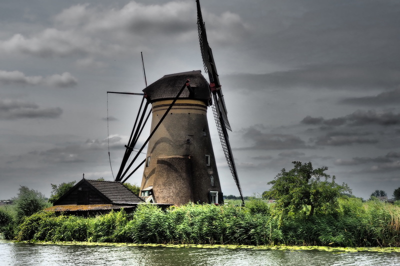 traditional windmill, holland, built structure, wind power, renewable energy, plant, environmental conservation, mill, building exterior, dutch, waterfront