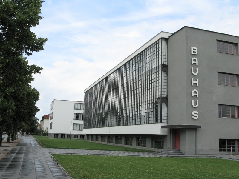 school, footpath, bauhaus, sky, college, communication, outdoors, dessau, building exterior, historic preservation, residential district, world heritage