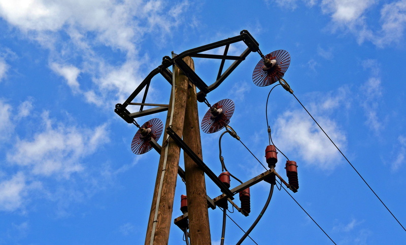 cloud - sky, line, high, power line, high voltage, electricity, architecture, metal, clouds, day, blue, 4K, iron, sky, wire, renewable energy, technology