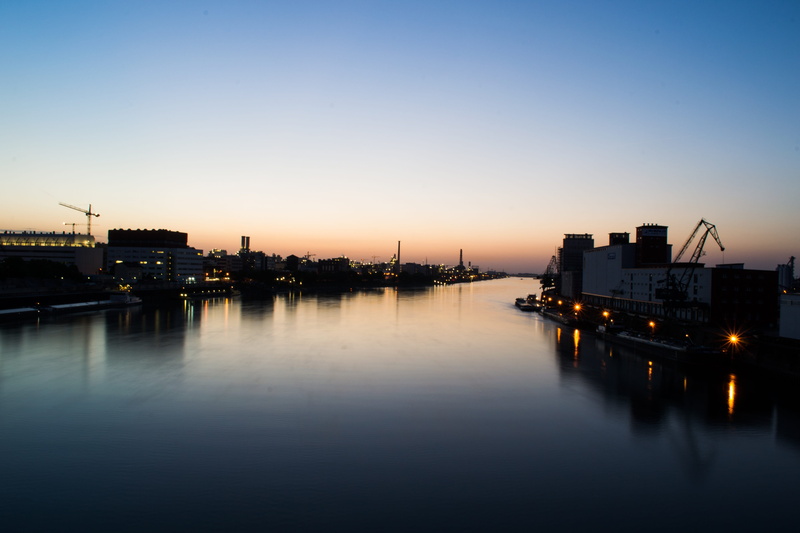 no people, architecture, port, dusk, industry, silhouette, copy space, basf, reflection, lake, nature, evening, rhine, clear sky, built structure, water