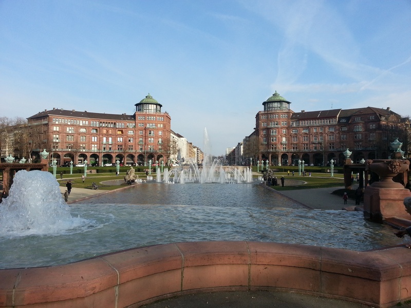 2K, water, incidental people, building exterior, water tower, green area, waterfront, built structure, nature, travel destinations, fountain, mannheim