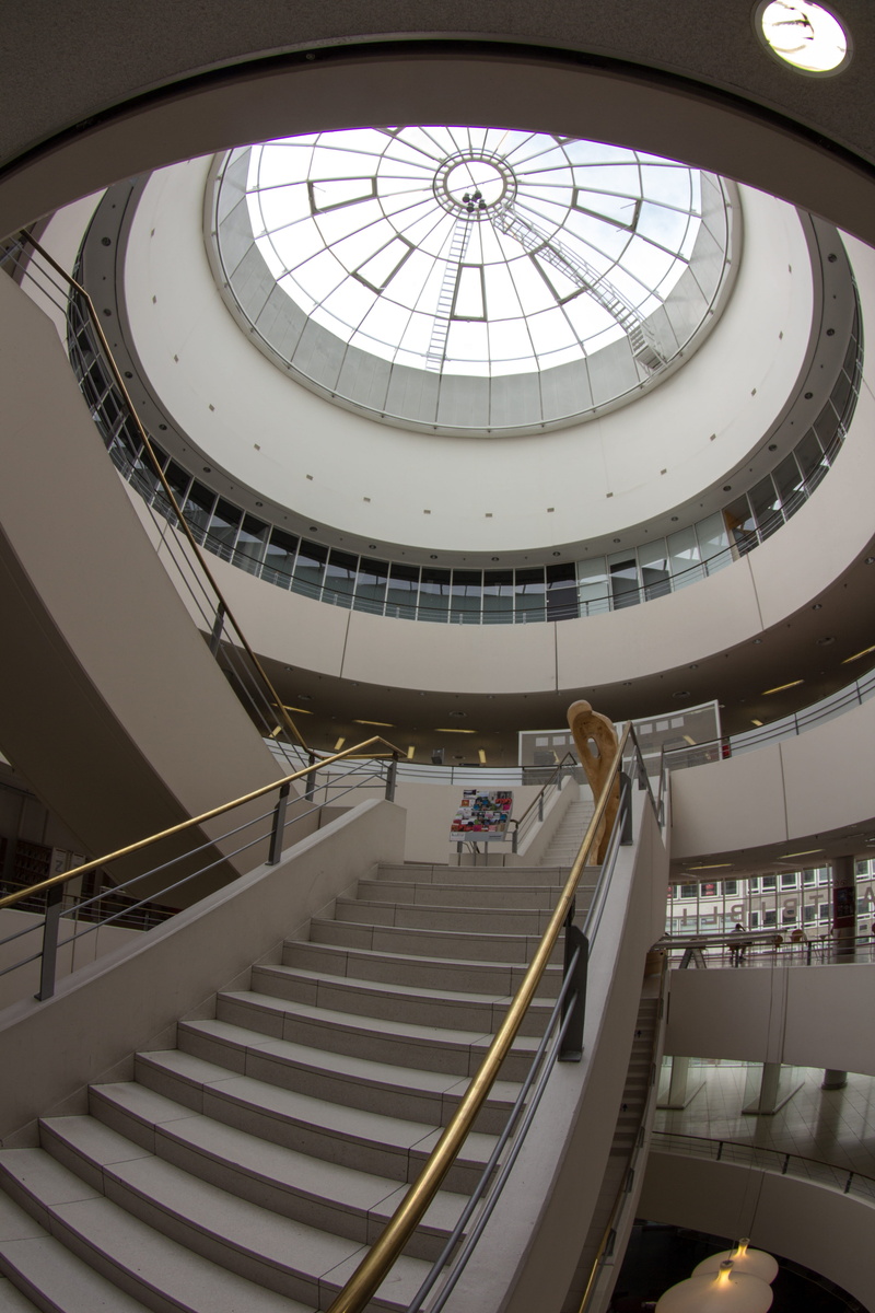 travel, low angle view, men, adult, real people, ceiling, railing, glass dome, staircase, women, mannheim, 5K, skylight, shopping mall, interior design