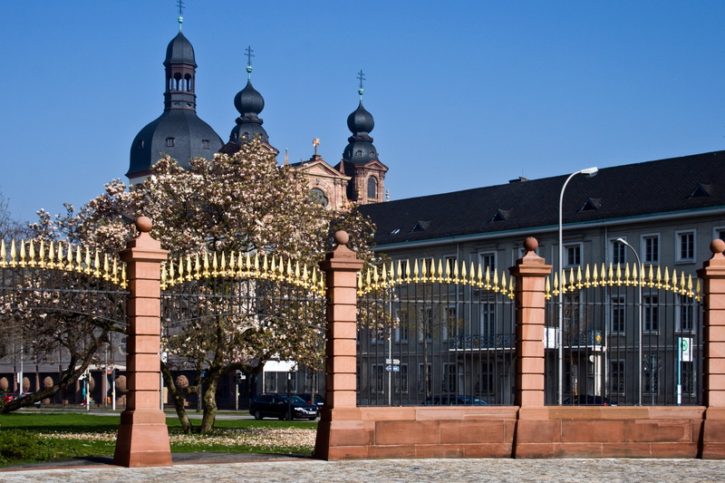 dome, 4K, sky, clear sky, travel, the past, entrance, mannheim, travel destinations, wrought iron, church, spire, facade, history, architecture, day, ornate