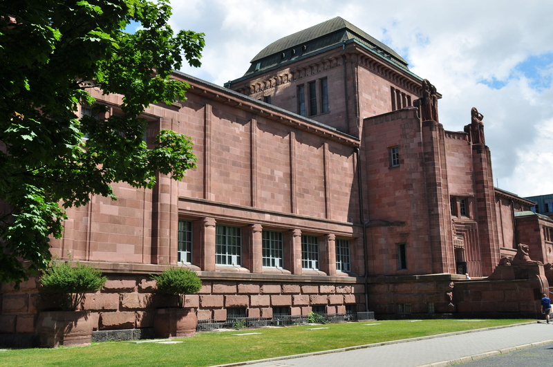 mannheim, window, germany, low angle view, city, nature, building, grass, architecture, plant, architectural column, tree, cloud - sky, kunsthalle, history