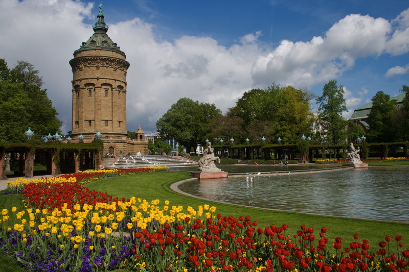 nature, beauty in nature, plant, formal garden, tree, ornamental garden, spraying, outdoors, growth, water tower, water, travel destinations, flower, flowerbed