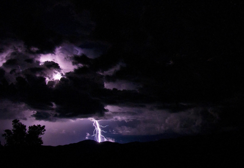 ominous, storm cloud, purple, power, dramatic sky, dark, trees, power in nature, silhouette, night, electricity, strike, clouds, striking, rain, 1080P