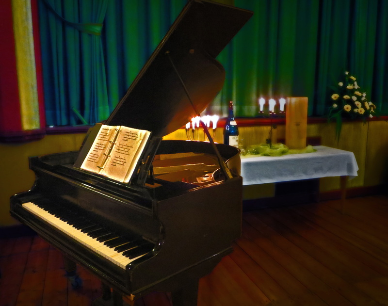 grand piano, musical instrument, cozy, wood - material, wood, indoors, keyboard, window, candle, stage, table, celebration, flooring, piano key, near, candlelight