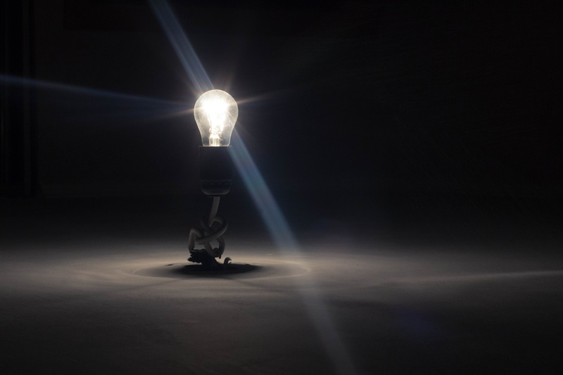 lighting equipment, black background, standing, stage, electric lamp, bulb, spotlight, lamp, lightbulb, stage - performance space, 4K, one person, led