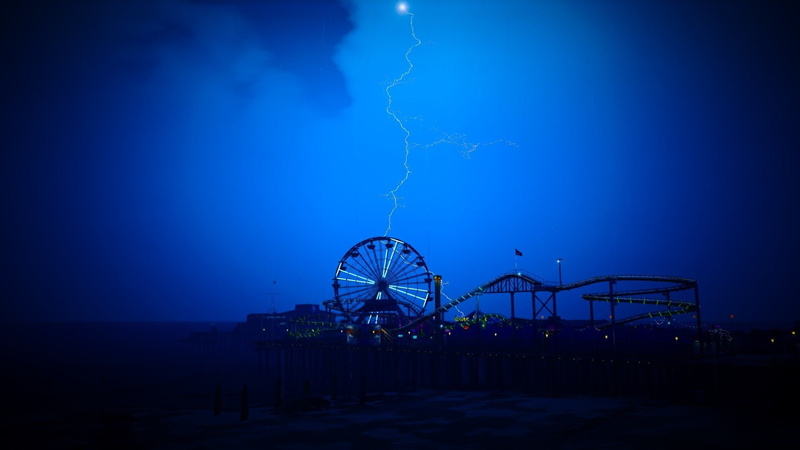 Blue, 1080P, Grand Theft Auto, Grand Theft Auto V, Lightning, Roller Coaster