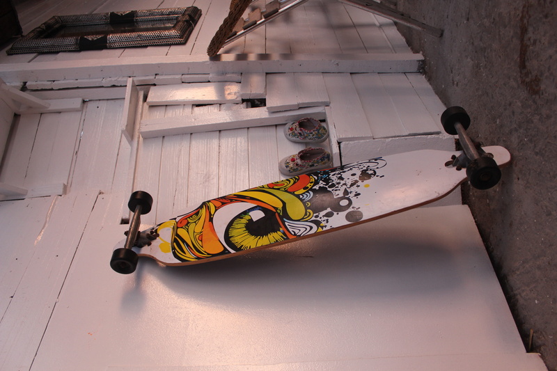 outdoors, built structure, day, wheels, building, tamaris, sweet, dar bouazza, wooden wall, lifestyle, wood, high angle view, longboard, representation