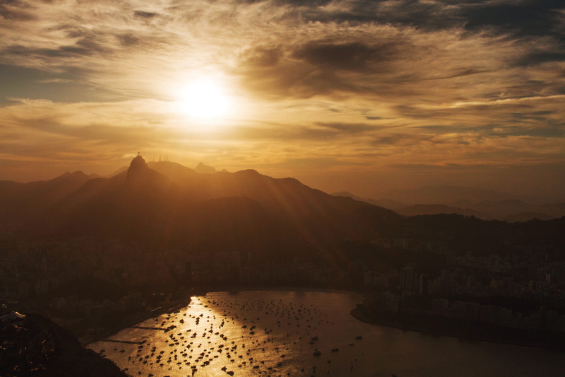 beauty in nature, sun, nature, tranquility, cloud - sky, 7d, dawn, 5K, water, lightroom, orange color, dusk, outdoors, cristo redentor, corcovado