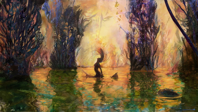 drawing, ArtStation, 1080P, mermaids, fantasy girl, in water, women, digital art, colorful, Roberto Bianchi, fantasy art