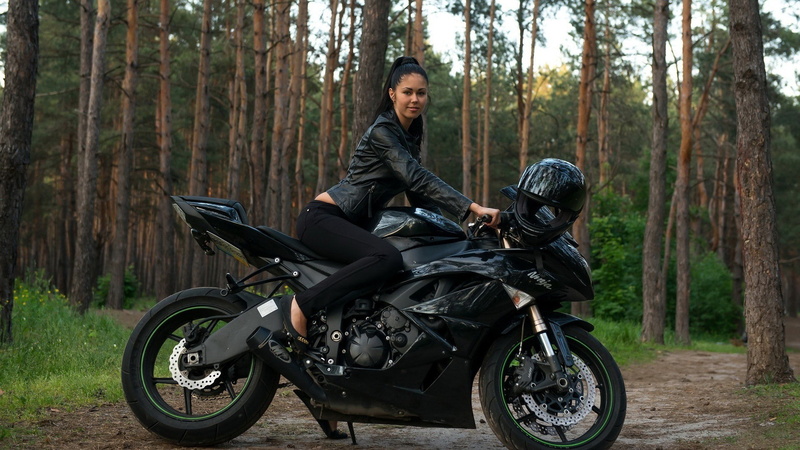 zx6r, motorcycle, women, Kawasaki ninja, 1080P