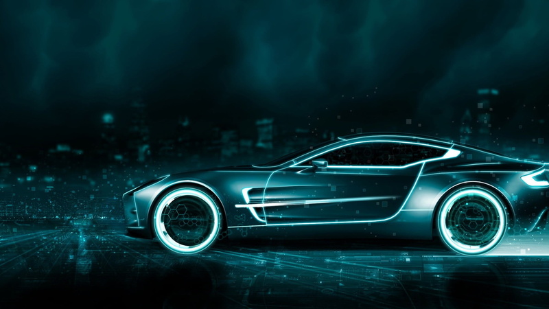 close-up, indoors, speed, reflection, gray, transportation, vintage car, illustration, sports car, Tron, profile view, land vehicle, motor vehicle, Aston Martin