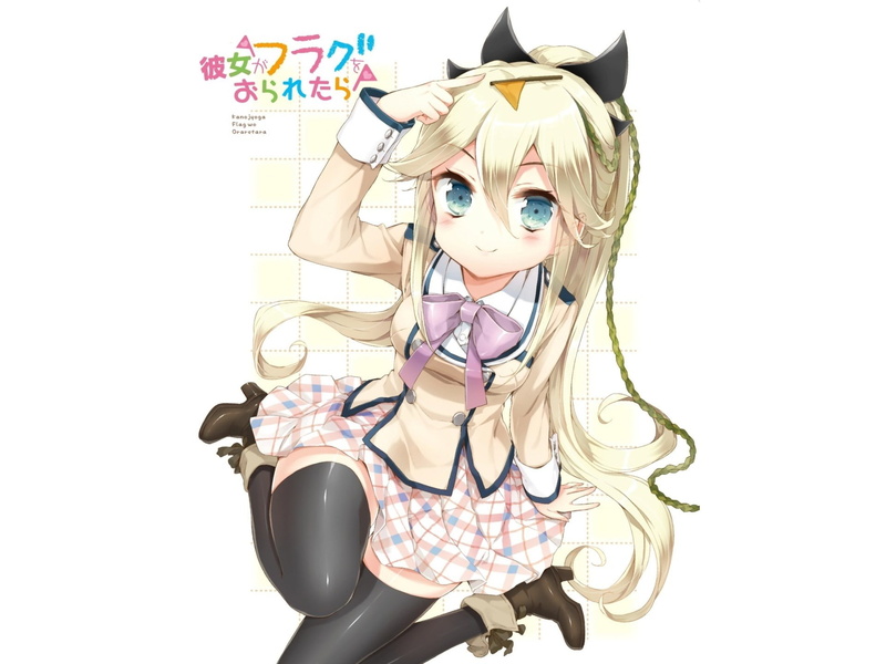 art and craft, anime girls, thigh-highs, representation, indoors, blond hair, one person, hairstyle, looking at camera, hair, women, front view, young adult