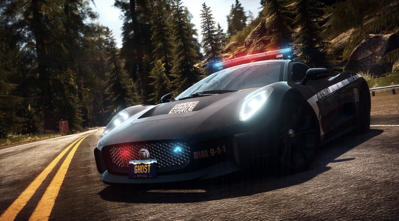 tree, outdoors, 4K, road marking, day, need, sunlight, black, motor vehicle, city, mode of transportation, luxury, police, complete, Need For Speed