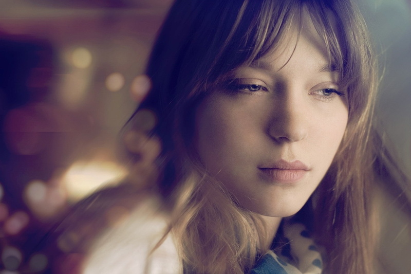 Depth Of Field, lea Seydoux, face, women, Simple Background, French, model, brunette, 720P, Fox Girl