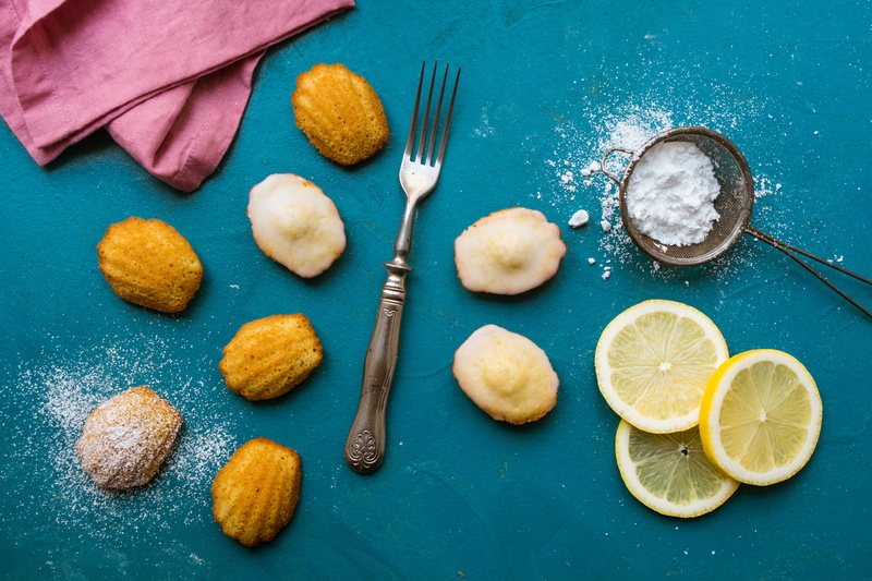 madeleine, breakfast, cake, ingredient, wood - Material, slice, steel, spoon, baking, yellow, backgrounds, dessert, meal, cultures, sweet Food, lemons