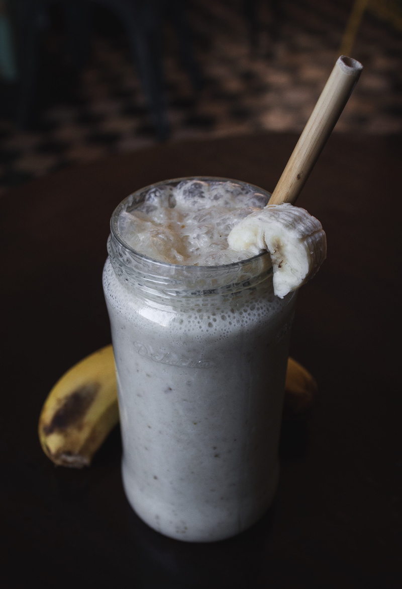 food, refreshment, banana, 4K, snack, shake, almond, breakfast, freshness, drinking glass, diet, healthy, glass, straw, homemade, fruit, still life, creamy