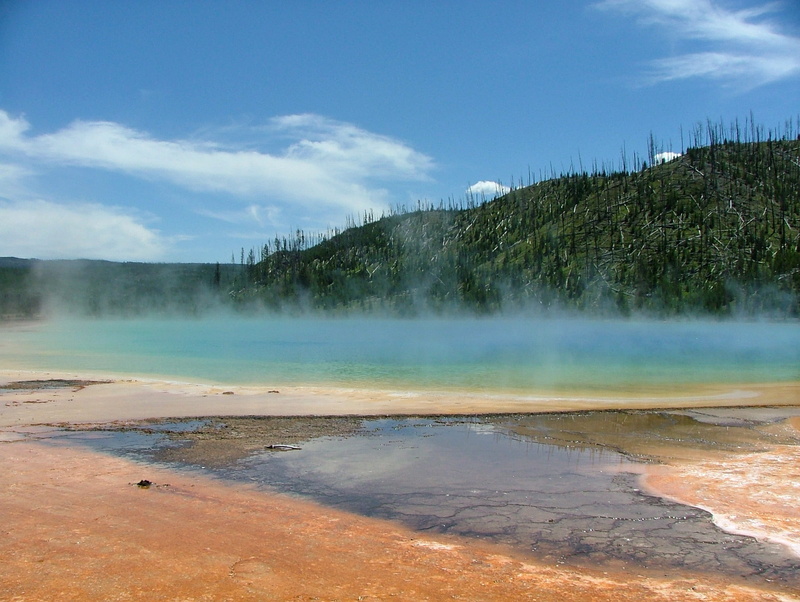 day, water, nature, lake, geology, cloud - sky, beauty in nature, public domain, spring, national, yellowstone, travel destinations, Yellowstone National Park