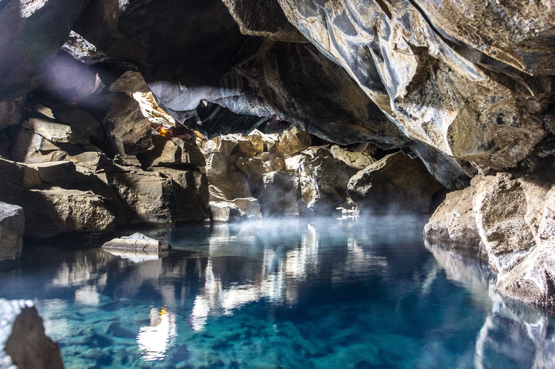 water, outdoors, solid, waterfront, clear, nature, scenics - nature, stone, steam, mist, no people, spring, 5K, majestic, tranquil scene, tunnel, blue