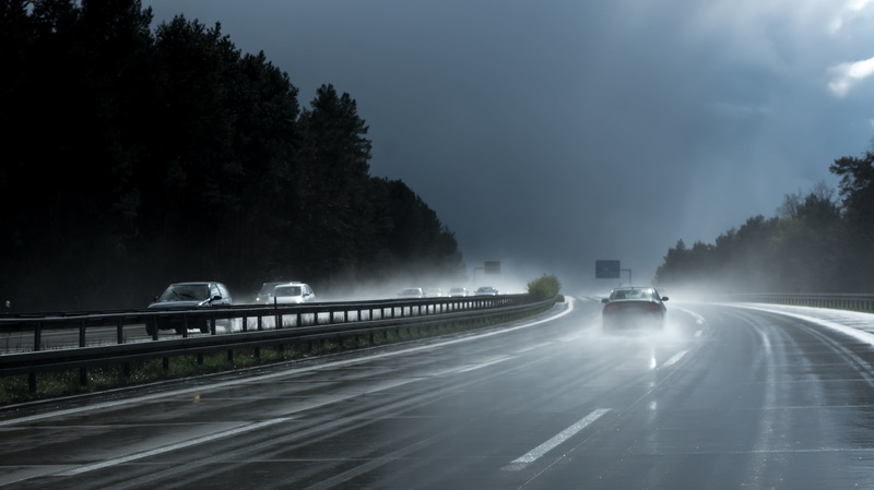 the sun and the rain, storm, torrential rain, heaven mood, hydroplaning, plant, back light, atmospheric, land vehicle, fog, atmosphere, motor vehicle, natural phenomenon