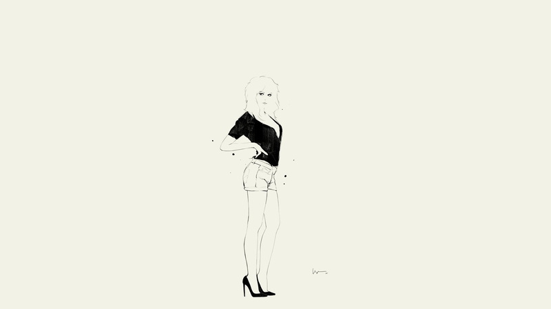 1080P, bw, sketch, digital/artwork, hd, illustration, woman, girl, white