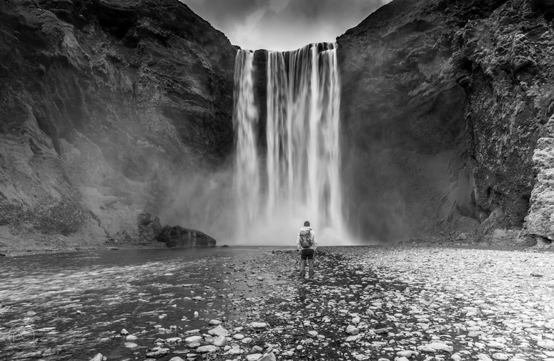water, long exposure, standing, lifestyles, nature photography, motion, alone in nature, non-urban scene, beauty in nature, rock, black and white, nature