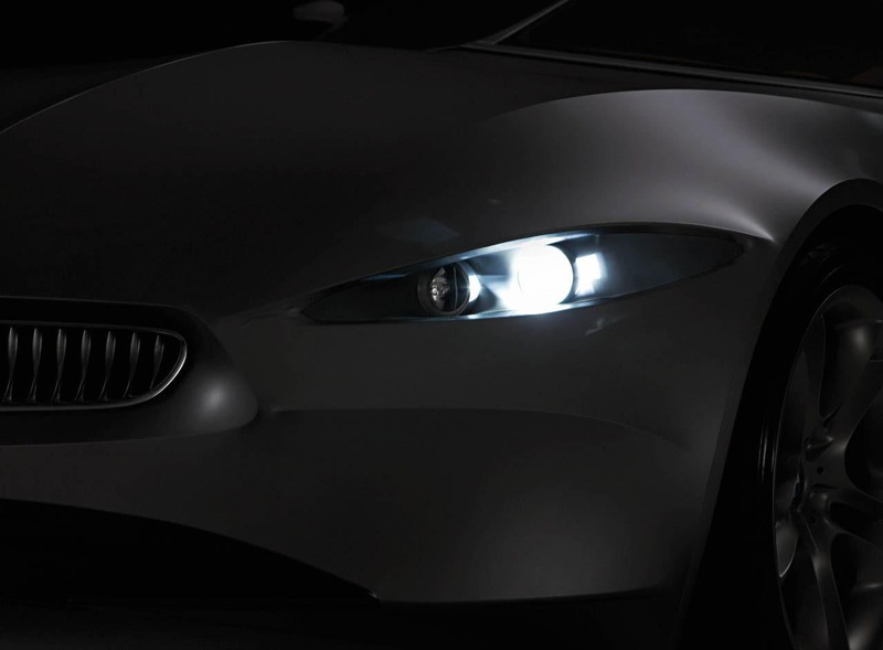 bmw, metal, close-up, reflection, profile view, concept, light, vehicle light, headlight, land vehicle, night, vehicle part, car, dark, mode of transportation