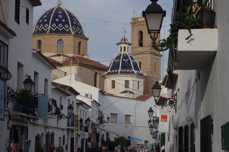 sky, dome, built structure, nature, christianity, hermitage, spirituality, clock, alicante, residential district, altea, monument, incidental people, city